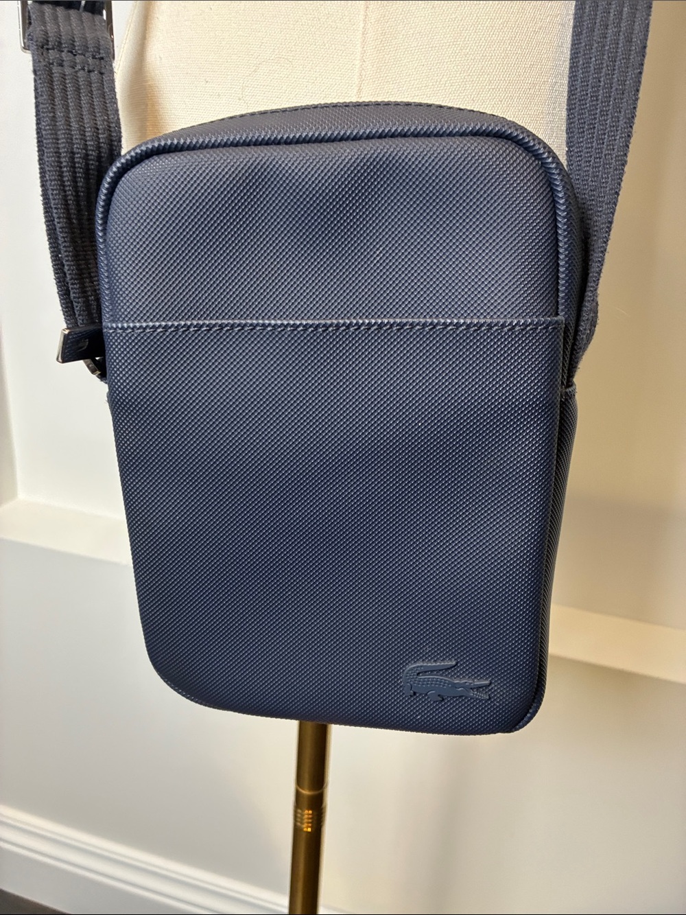 Lacoste Navy Textured Crossbody Belt Bag